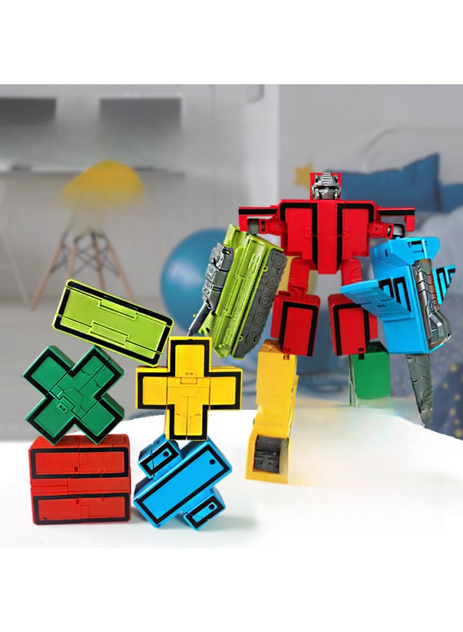 Transforming Tank Fighter Robot With Large Numbers Symbol Plastic Model Kit DIY Assembly Children's Educational Toy For Ages 4-6-Color:5 Symbols 】 - Image 3