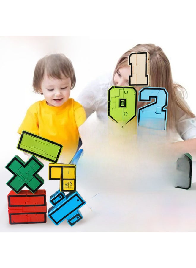 Transforming Tank Fighter Robot With Large Numbers Symbol Plastic Model Kit DIY Assembly Children's Educational Toy For Ages 4-6-Color:5 Symbols 】 - Image 5