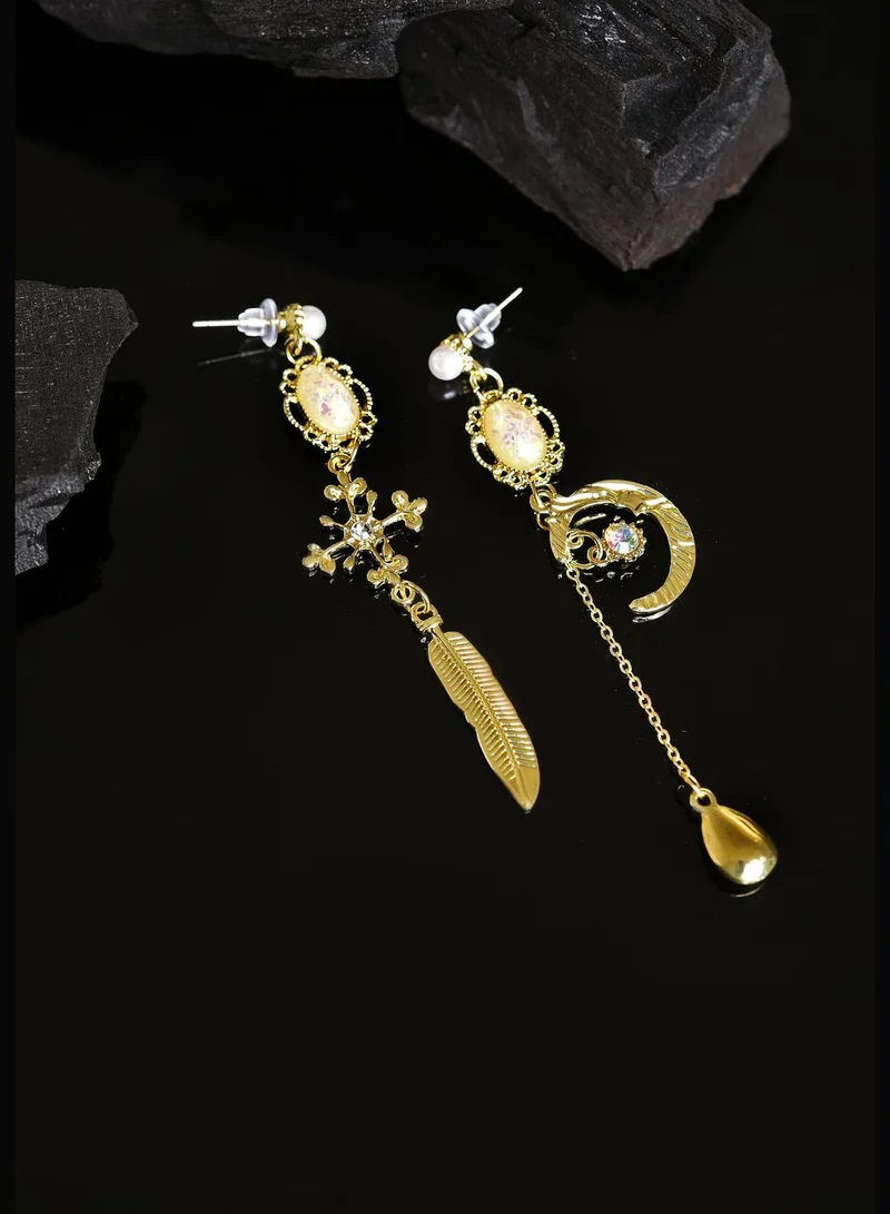 SOHI Gold Plated Designer Stone Drop Earring