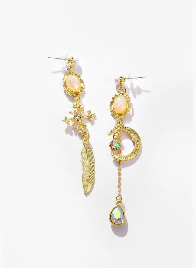 SOHI Gold Plated Designer Stone Drop Earring