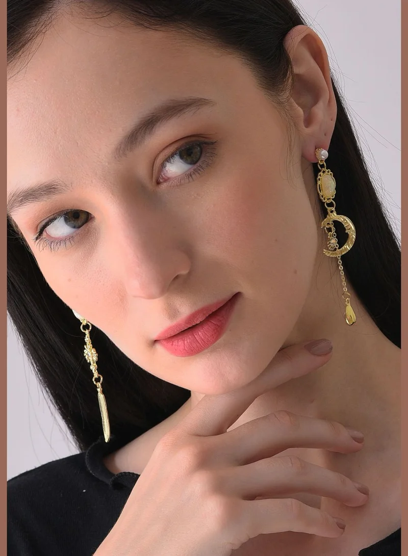 SOHI Gold Plated Designer Stone Drop Earring