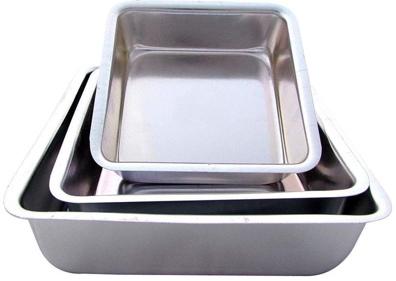 DiBha Aluminum Square Shape Cake Baking Tin Mold, Set of 3 (Capacity - 500Ml, 700Ml And 1000Ml),Silver - Image 4
