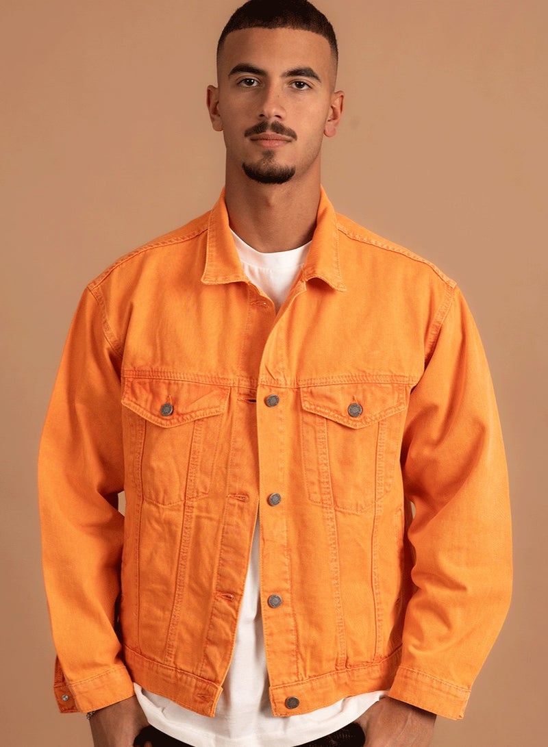 In Your Shoe Orange Denim Jacket  - Image 1