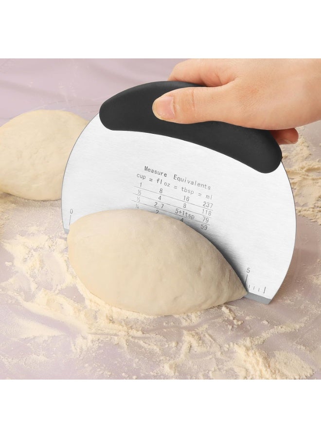 مكشطة عجين من الفولاذ المقاوم للصدأ، قطاعة، مكشطة طعام مطبخية من الفولاذ المقاوم للصدأ، شفرة لتنعيم كريمة التزيين مع مقياس قياس للعجين والكيك - Image 1