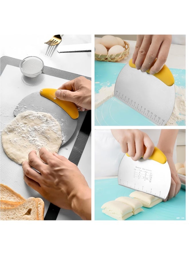 مكشطة عجين من الفولاذ المقاوم للصدأ، قطاعة، مكشطة طعام مطبخية من الفولاذ المقاوم للصدأ، شفرة لتنعيم كريمة التزيين مع مقياس قياس للعجين والكيك - Image 4