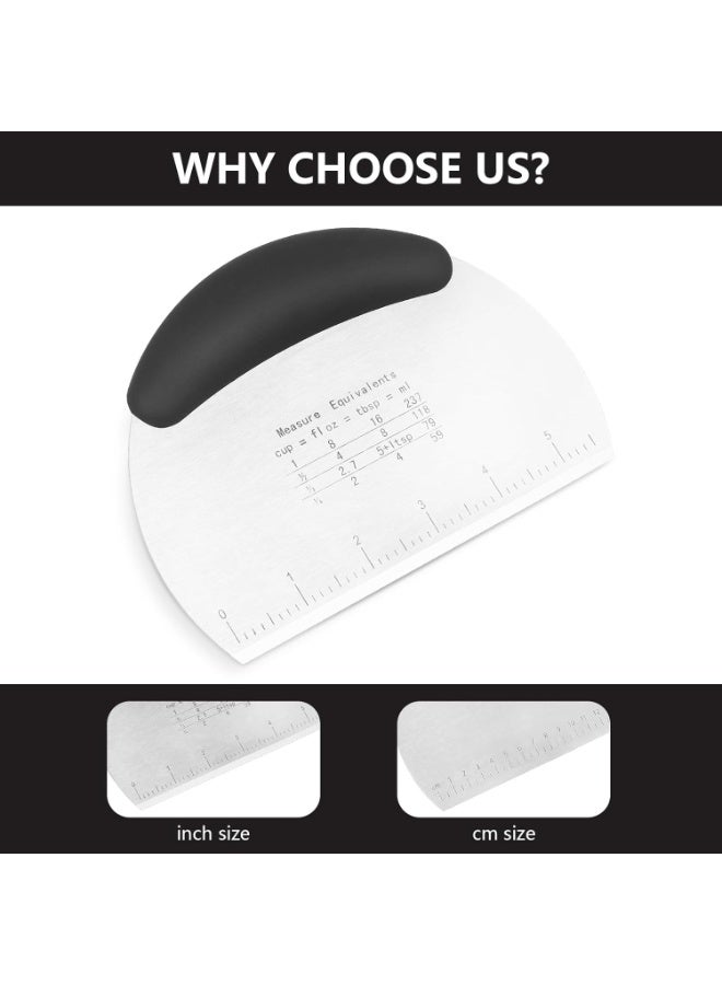 مكشطة عجين من الفولاذ المقاوم للصدأ، قطاعة، مكشطة طعام مطبخية من الفولاذ المقاوم للصدأ، شفرة لتنعيم كريمة التزيين مع مقياس قياس للعجين والكيك - Image 2