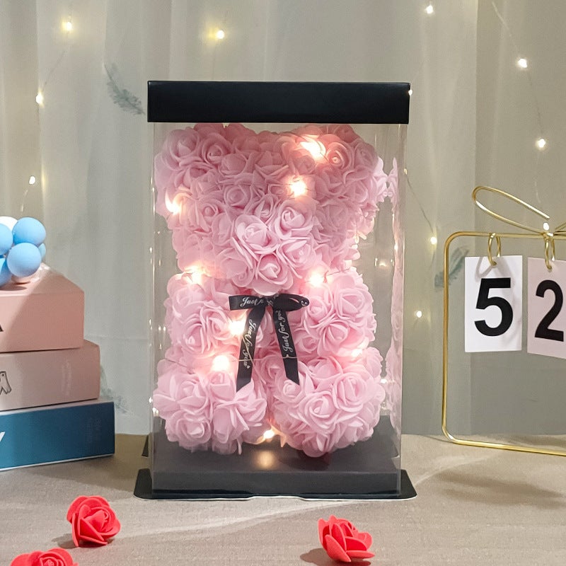 Eternal Flower Rose Bear Gift Box Birthday Valentine'S Day Gift Girlfriend Simulation Foam Rose Bear Decoration Creative Gift - Image 1