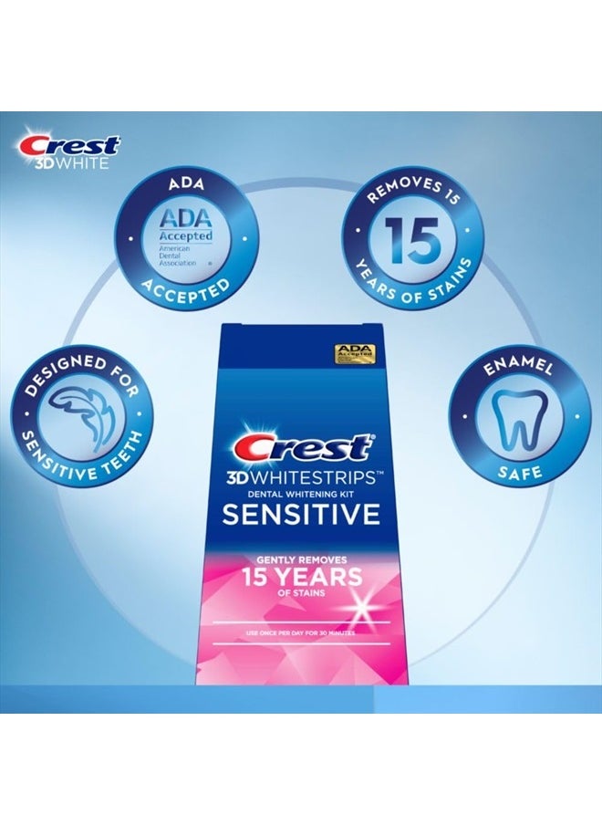 Crest - 3D Whitestrips Sensitive At-Home Teeth Whitening Kit, 18 Treatments, Gently Removes 15 Years of Stains, Crest Whitestrips, Teeth Whitening Kit - Image 1
