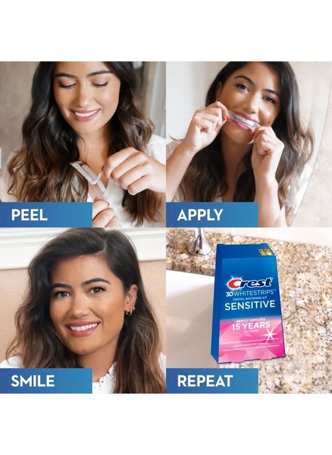 Crest - 3D Whitestrips Sensitive At-Home Teeth Whitening Kit, 18 Treatments, Gently Removes 15 Years of Stains, Crest Whitestrips, Teeth Whitening Kit - Image 1