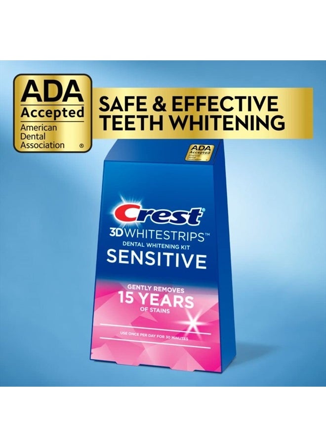 Crest - 3D Whitestrips Sensitive At-Home Teeth Whitening Kit, 18 Treatments, Gently Removes 15 Years of Stains, Crest Whitestrips, Teeth Whitening Kit - Image 1
