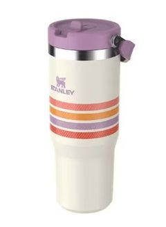 Stanley STANLEY 30oz IceFlow Reusable Tumbler with Straw – Striped Purple Varsity Collection – BPA-Free Stainless Steel Water Bottle – Flip Straw Lid with Leak-Resistant Seal – Vacuum Insulated Travel Mug for Cold Drinks – Eco-Friendly, Durable Cup for Gym, Office, Home, or Outdoor Use  - Image 2