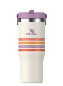 Stanley STANLEY 30oz IceFlow Reusable Tumbler with Straw – Striped Purple Varsity Collection – BPA-Free Stainless Steel Water Bottle – Flip Straw Lid with Leak-Resistant Seal – Vacuum Insulated Travel Mug for Cold Drinks – Eco-Friendly, Durable Cup for Gym, Office, Home, or Outdoor Use  - Image 3