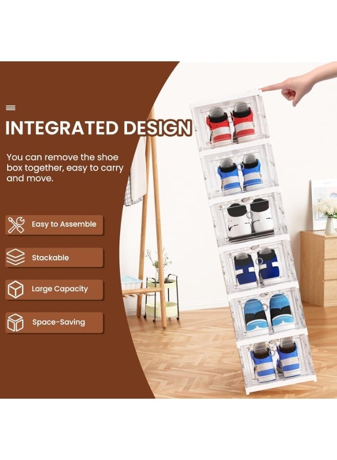 عربست صندوق تنظيم الأحذية، صندوق تنظيم أحذية قابل للطي بست طبقات، لا يحتاج إلى تجميع، صندوق تخزين الأحذية، صندوق تنظيم أحذية شامل للرجال والنساء (شفاف) - Image 5