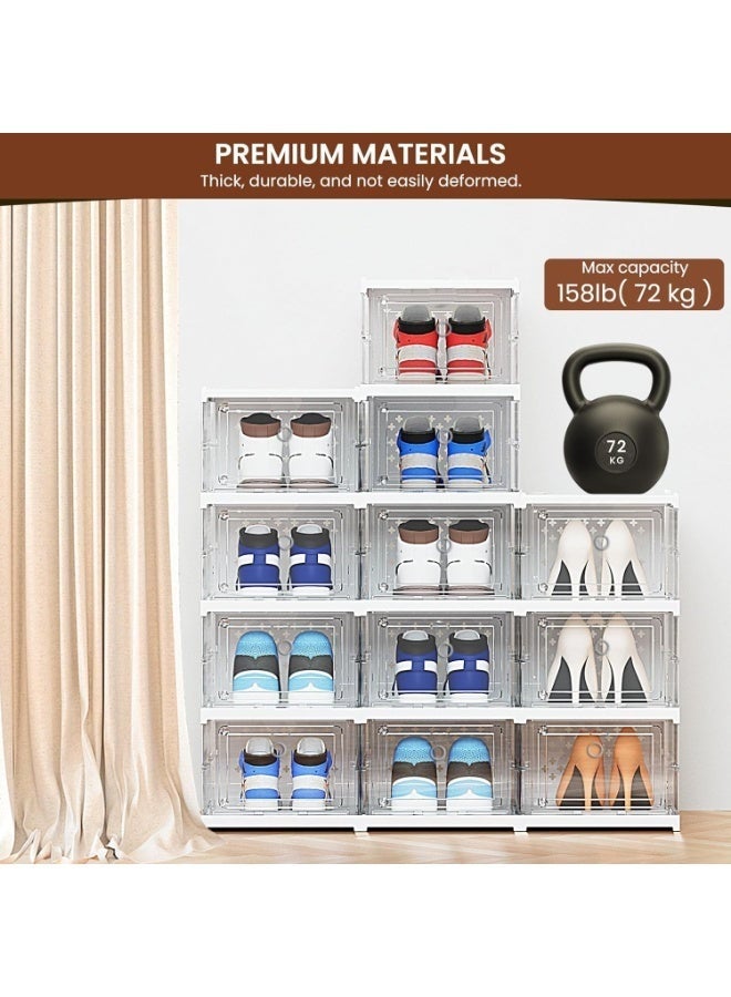 عربست صندوق تنظيم الأحذية، صندوق تنظيم أحذية قابل للطي بست طبقات، لا يحتاج إلى تجميع، صندوق تخزين الأحذية، صندوق تنظيم أحذية شامل للرجال والنساء (شفاف) - Image 4