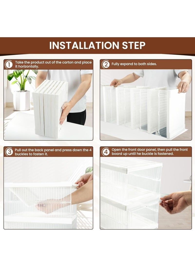 عربست صندوق تنظيم الأحذية، صندوق تنظيم أحذية قابل للطي بست طبقات، لا يحتاج إلى تجميع، صندوق تخزين الأحذية، صندوق تنظيم أحذية شامل للرجال والنساء (شفاف) - Image 3