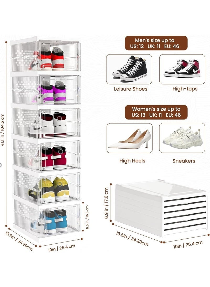 عربست صندوق تنظيم الأحذية، صندوق تنظيم أحذية قابل للطي بست طبقات، لا يحتاج إلى تجميع، صندوق تخزين الأحذية، صندوق تنظيم أحذية شامل للرجال والنساء (شفاف) - Image 2