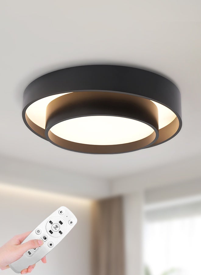 YATAI LIGHTING LED Ceiling Light, 39W Round Flush Mount, Remote Control Dimmable 3000K-6000K, Black Acrylic Fixture for Bedroom, Living Room, Library,50cm - Image 1