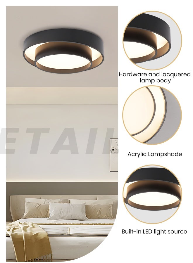 YATAI LIGHTING LED Ceiling Light, 39W Round Flush Mount, Remote Control Dimmable 3000K-6000K, Black Acrylic Fixture for Bedroom, Living Room, Library,50cm - Image 4