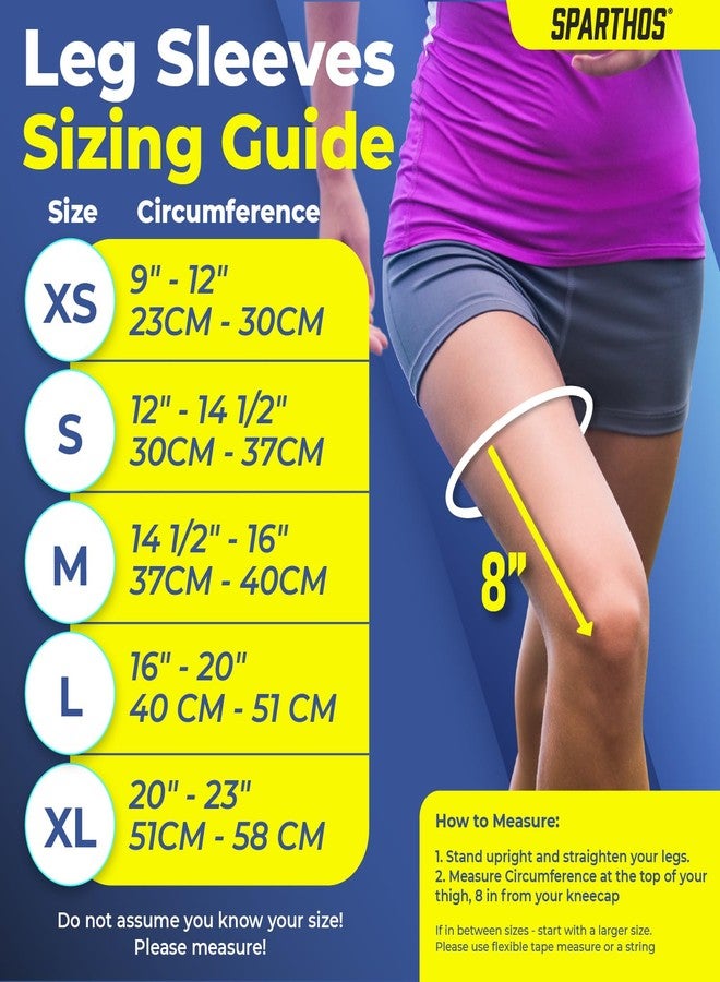 Sparthos Full Leg Compression Sleeves - Brace for Calf, Knee and Thigh, Recovery, Support Pain Relief for Sports Shin Splint Arthritis Patella MCL Acl Tendon - Anti Slip - Mens and Womens (Black-L) - Image 5
