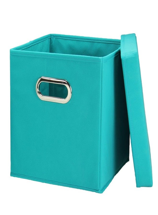 Household Essentials 36-1 Decorative Storage Cube Set with Removable Lids | Aqua | 2-Pack - Image 4