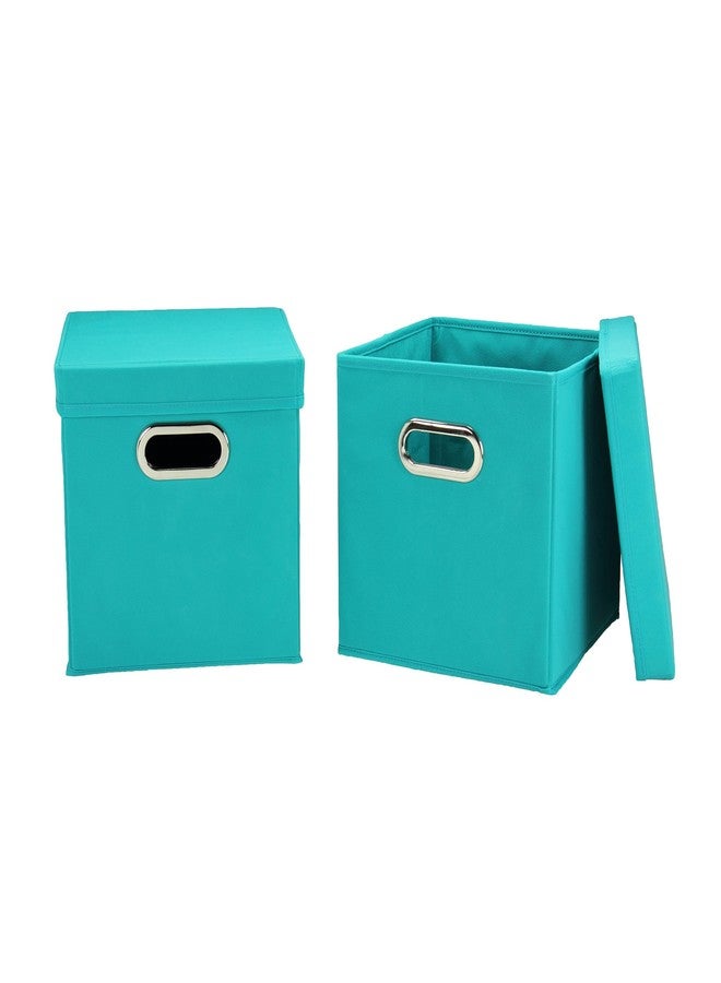 Household Essentials 36-1 Decorative Storage Cube Set with Removable Lids | Aqua | 2-Pack - Image 1