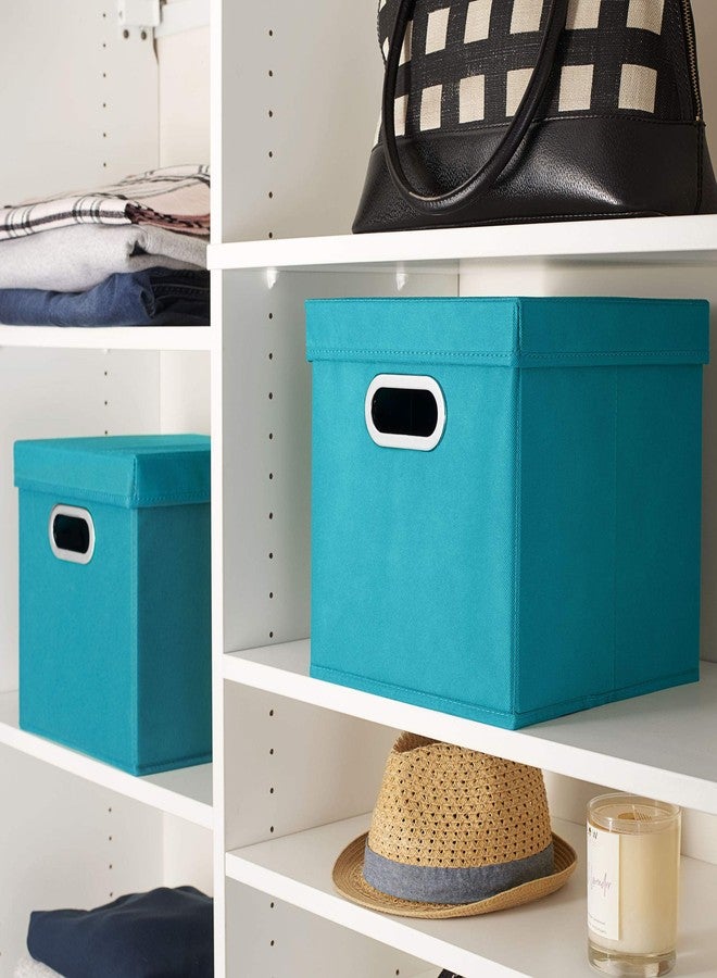 Household Essentials 36-1 Decorative Storage Cube Set with Removable Lids | Aqua | 2-Pack - Image 5