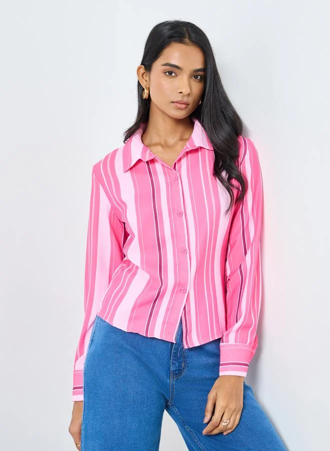 Take Two Take Two Striped Buttoned Regular Fit Shirt