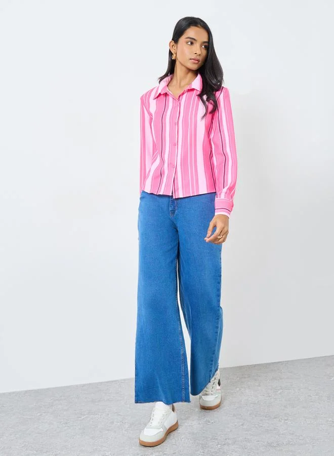 Take Two Striped Buttoned Regular Fit Shirt