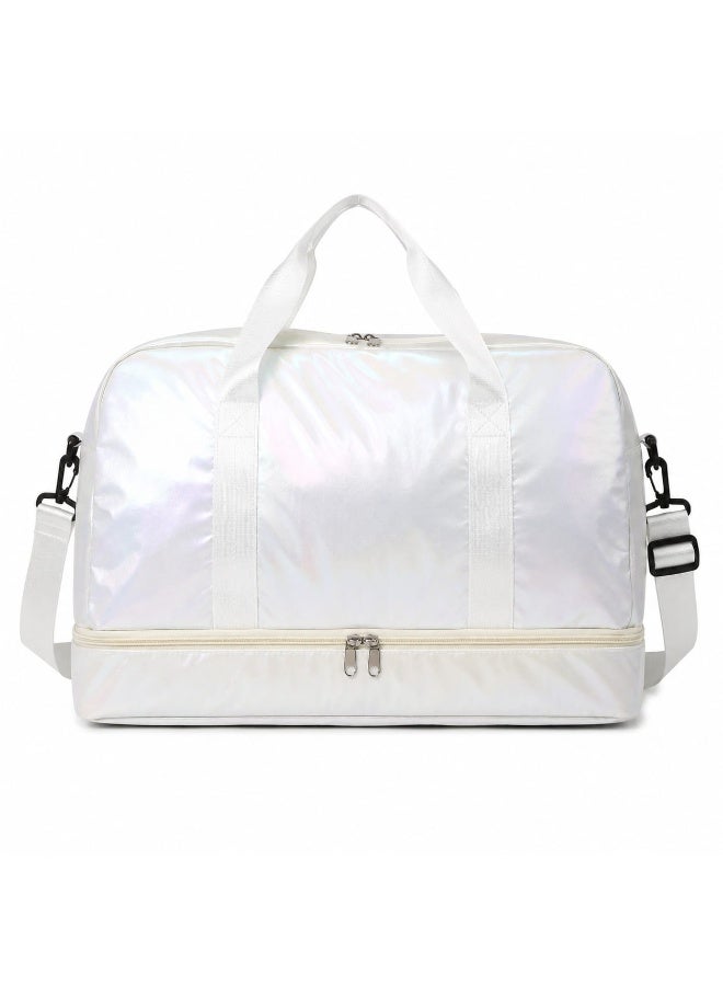 SUNSTAR Pearl White Iridescent Travel Duffel Bag