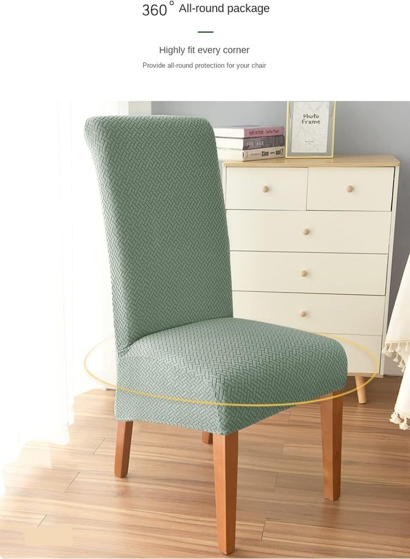 High-back dining chair cover with elastic straps, stretchable and removable for easy washing. Suitable for restaurants, banquets, weddings, and home decor. Khaki color. 4PCS - Image 3