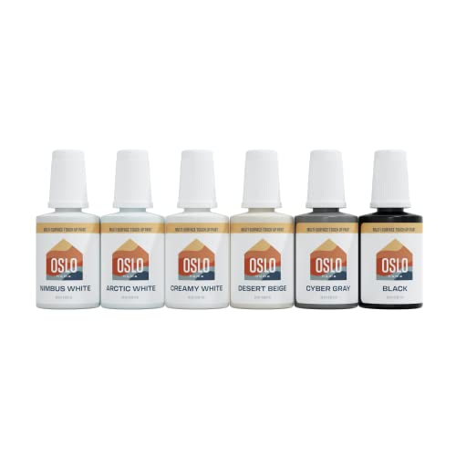 Oslo Home Multi-Pack Porcelain Touch Up Paint– 6 Most Popular Colors - Whites + Other, Made in USA, w/Brush in Bottle, Self-Priming, for Appliances + Bathroom Fixtures, Sinks, Tile, Metal & More - Image 1