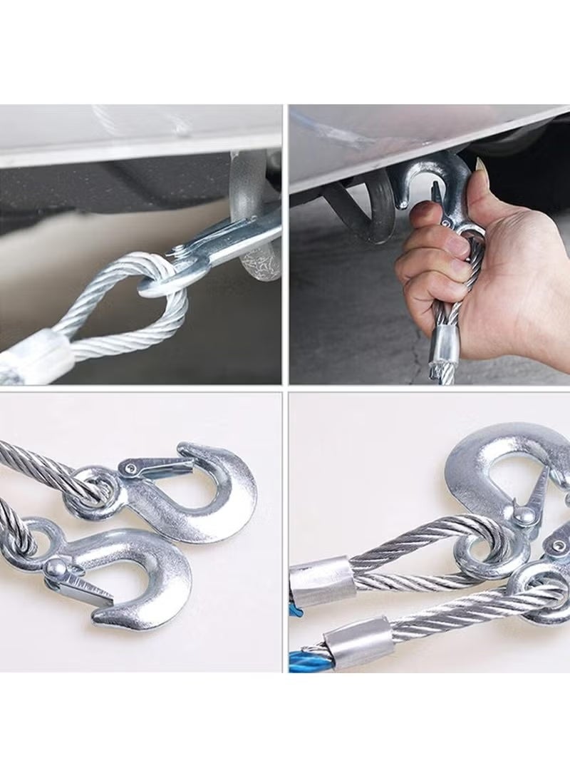Heavy-Duty Tow Strap with Steel Hooks, 4 m Recovery Towing Cable, 7 Ton Capacity - Image 4