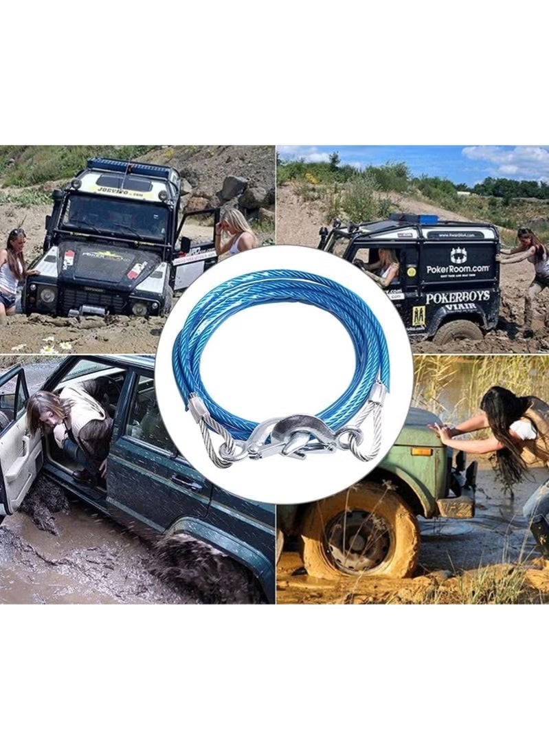 Heavy-Duty Tow Strap with Steel Hooks, 4 m Recovery Towing Cable, 7 Ton Capacity - Image 3