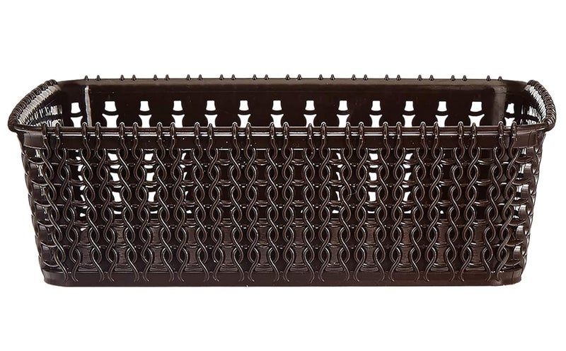 Kuber Industries Multiuses Large & Small Size M 20-15 Plastic Basket/Organizer Without Lid- Set of 2 (Brown) - Image 4