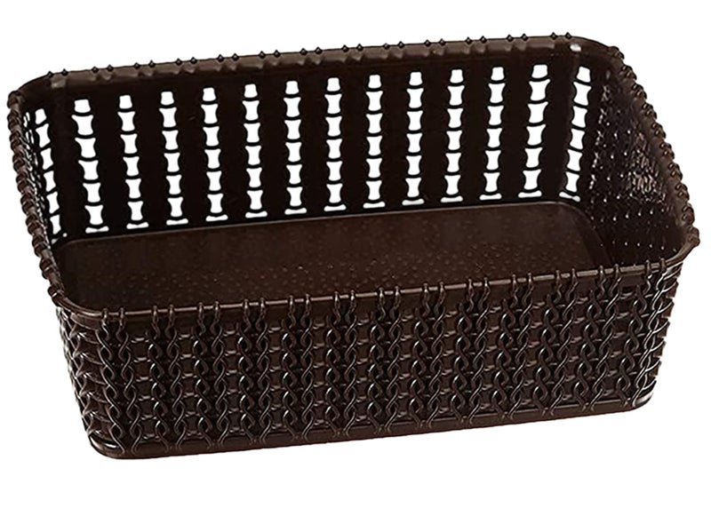 Kuber Industries Multiuses Large & Small Size M 20-15 Plastic Basket/Organizer Without Lid- Set of 2 (Brown) - Image 5