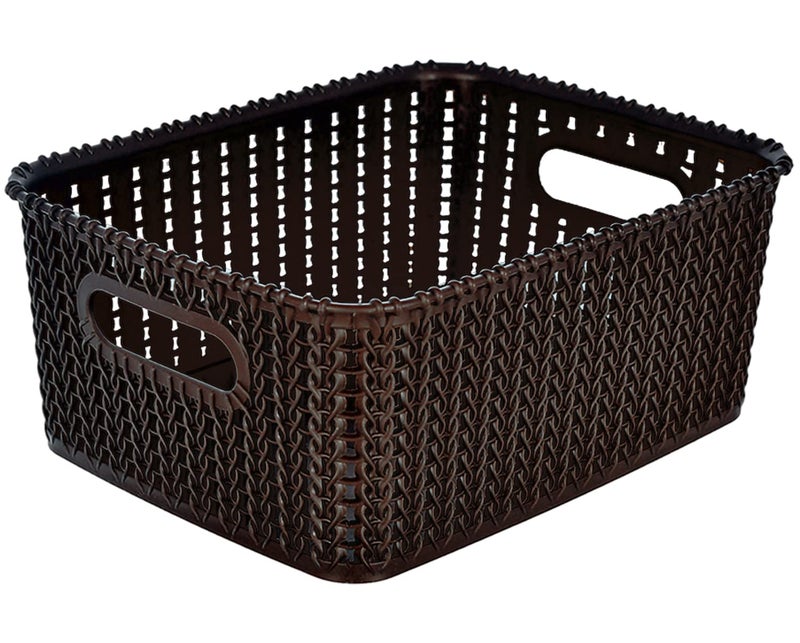 Kuber Industries Multiuses Large & Small Size M 20-15 Plastic Basket/Organizer Without Lid- Set of 2 (Brown) - Image 2