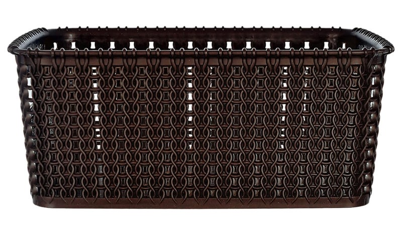 Kuber Industries Multiuses Large & Small Size M 20-15 Plastic Basket/Organizer Without Lid- Set of 2 (Brown) - Image 3