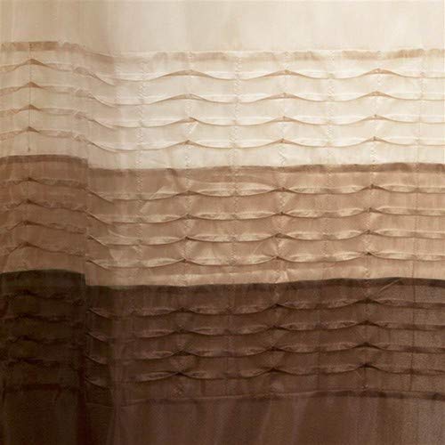 Lush Decor Mia Shower Curtain | Fabric Color Block Striped Neutral Bathroom Decor, 72" x 72" - Wheat, Taupe and Chocolate - Image 4