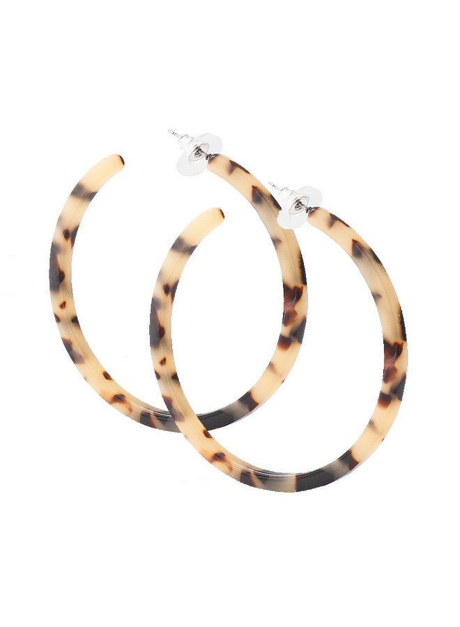 فالين أقراط دائرية من الأكريليك على شكل صدفة سلحفاة أقراط من الأكريليك على شكل أقراط هندسية من الراتنج للنساء (نقشة الفهد) - Image 1