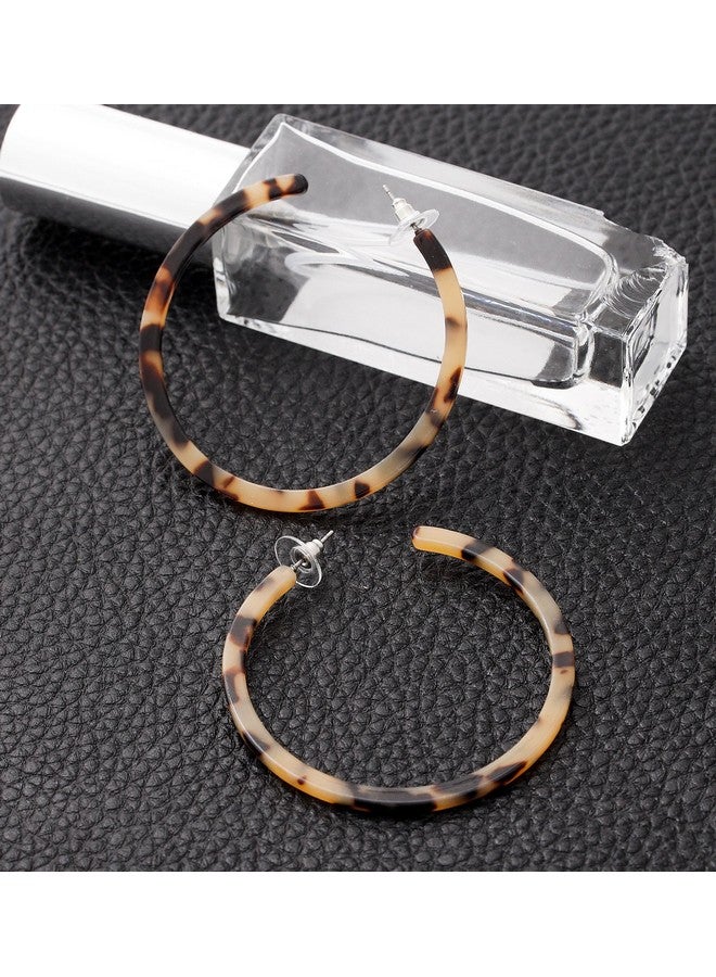 فالين أقراط دائرية من الأكريليك على شكل صدفة سلحفاة أقراط من الأكريليك على شكل أقراط هندسية من الراتنج للنساء (نقشة الفهد) - Image 4