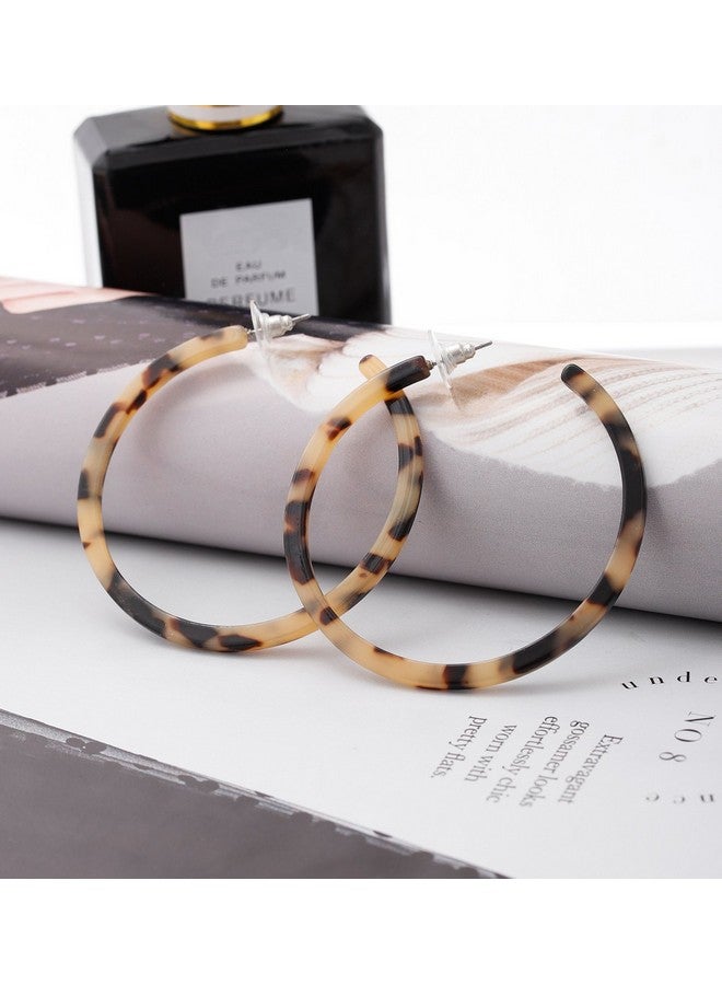 فالين أقراط دائرية من الأكريليك على شكل صدفة سلحفاة أقراط من الأكريليك على شكل أقراط هندسية من الراتنج للنساء (نقشة الفهد) - Image 5