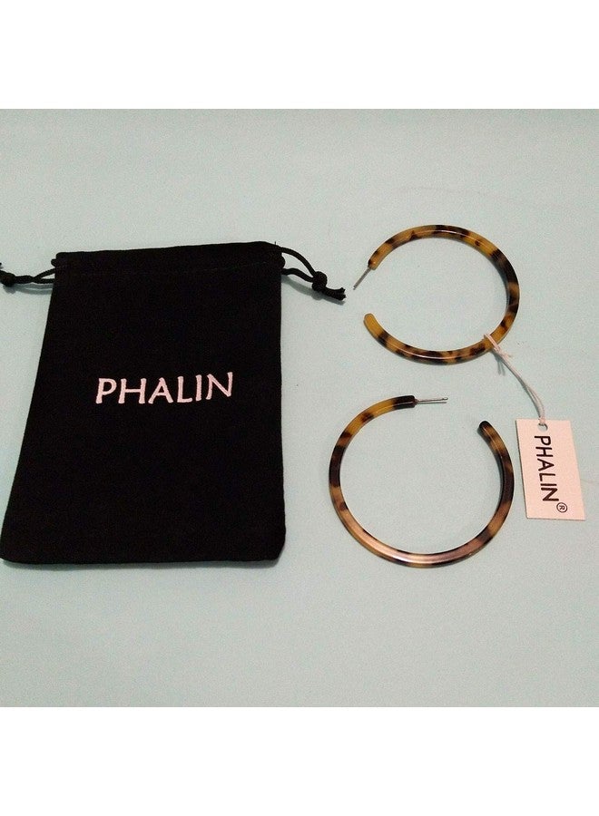 فالين أقراط دائرية من الأكريليك على شكل صدفة سلحفاة أقراط من الأكريليك على شكل أقراط هندسية من الراتنج للنساء (نقشة الفهد) - Image 3