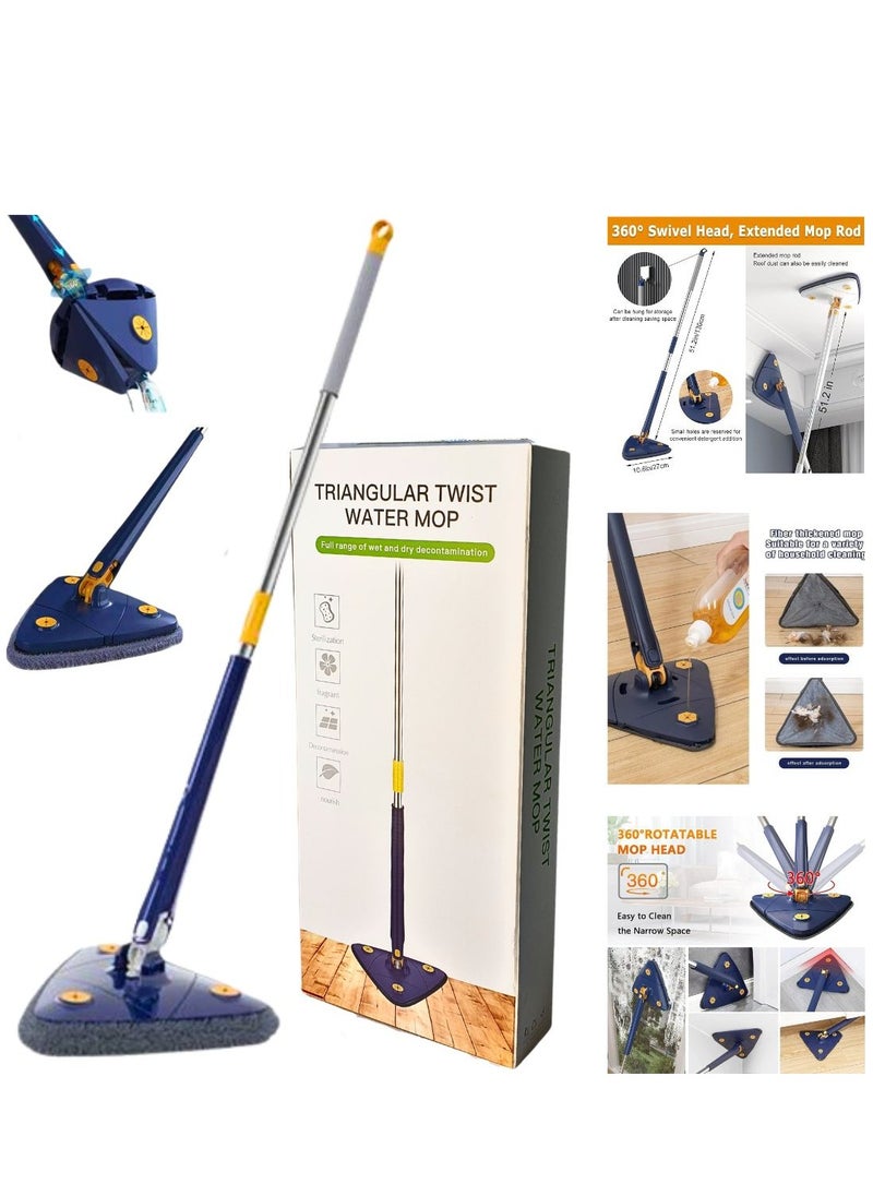 ARTC 360 Degree Triangular Twist Rotatable Adjustable Wet And Dry Cleaning Water Mop With Extendable Handle for Floor Ceiling Wall Windows Bathroom
