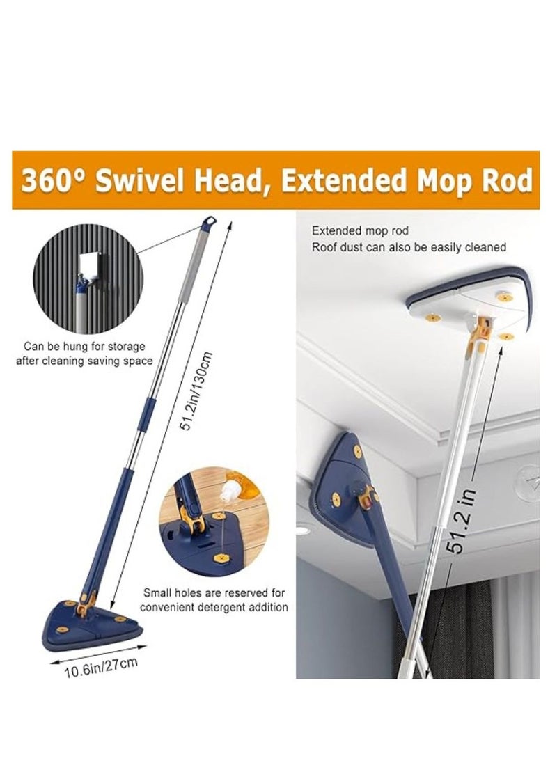 ARTC 360 Degree Triangular Twist Rotatable Adjustable Wet And Dry Cleaning Water Mop With Extendable Handle for Floor Ceiling Wall Windows Bathroom