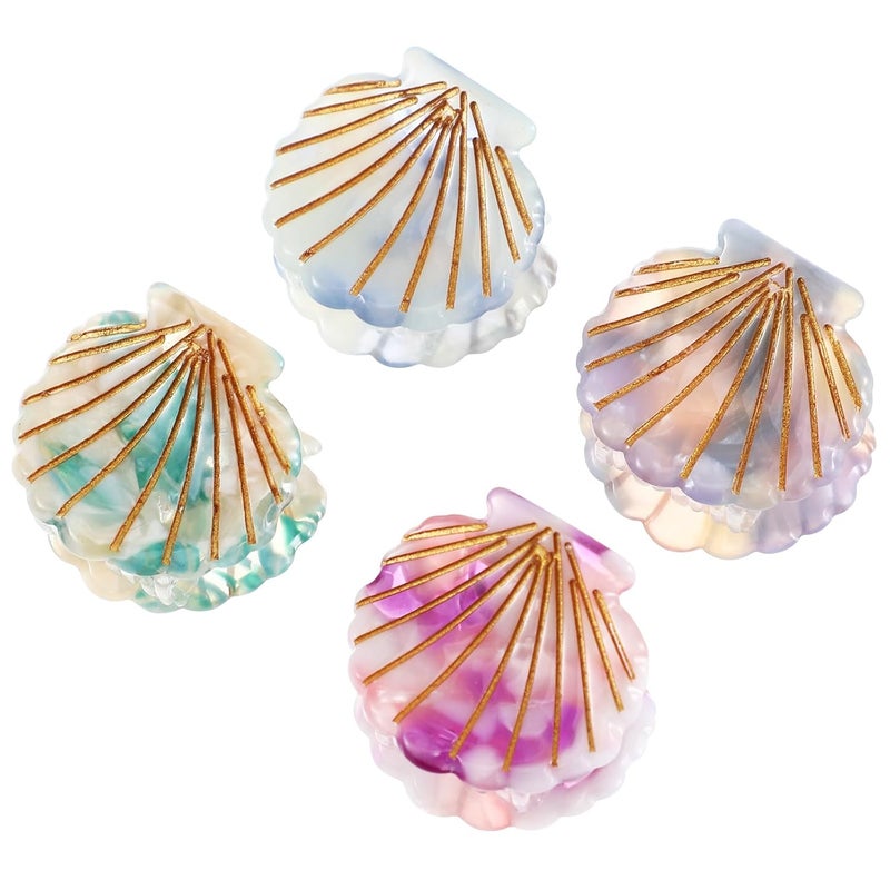 Lurrose Seashell Hair Claw Clips  Small Shell Jaw Clips Mini Beach Hair Accessories for Mermaid Costume
