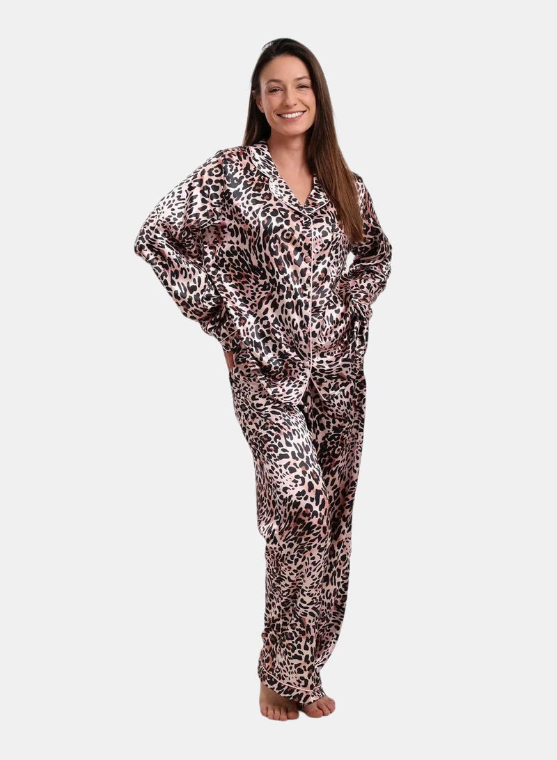 Carina Tiger Print Satin Pyjama - Image 1