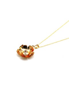 Real Gold 3D Flower Cup With Center Stone Necklace