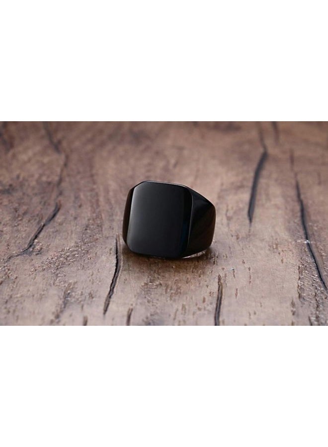 enhong Mens Rings Stainless Steel Square Signet Rings for Men,Black Pinky Thumb Ring for Dad Father Jewelry Gift for Him,Men's Ring for Biker Size 11 - Image 5