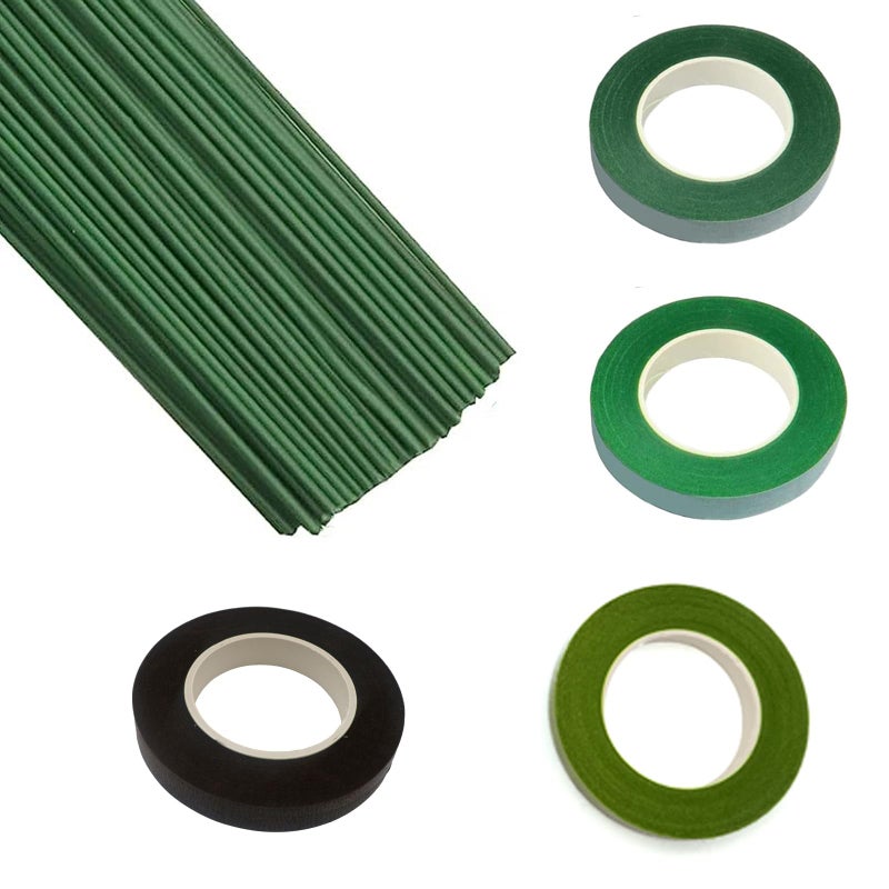 Swpohrat 50 pcs 2 Guage 118 Inch Floral Stem Wire and 4 Rolls 12 Inch Wide Floral Tape for Craft Pipe Cleaner BouquetWedding BouquetFlower PensArts and Crafts Making - Image 3