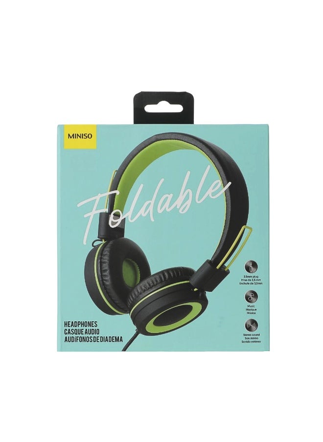 Miniso Foldable Headphones(Green & Black) 